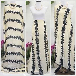 Light Yellow BlackLei MAXI SARONG Kīkepa Pareo Beach Wrap Skirt